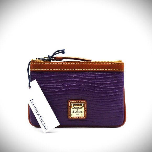 DOONEY & BOURKE Purple & Brown Leather Zip Pouch/Wristlet - Picture 2 of 7